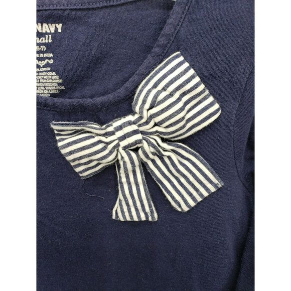 Old Navy navy Blue sailor Small striped bow neck long‎ sleeve shirt - Picture 7 of 8